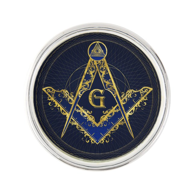 Freemasonry symbol Square and Compasses Lapel Pin (Front)