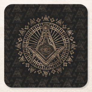 Freemasonry symbol Square and Compasses Paper Coaster
