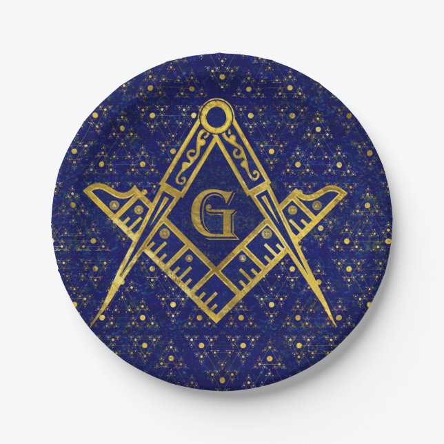 Freemasonry symbol Square and Compasses Paper Plates (Front)
