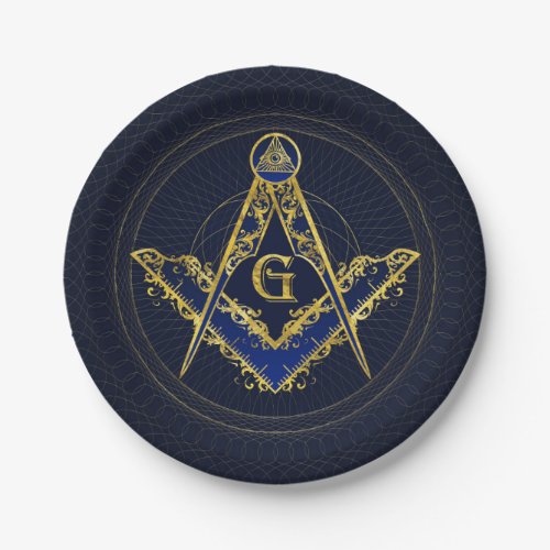 Freemasonry symbol Square and Compasses Paper Plates