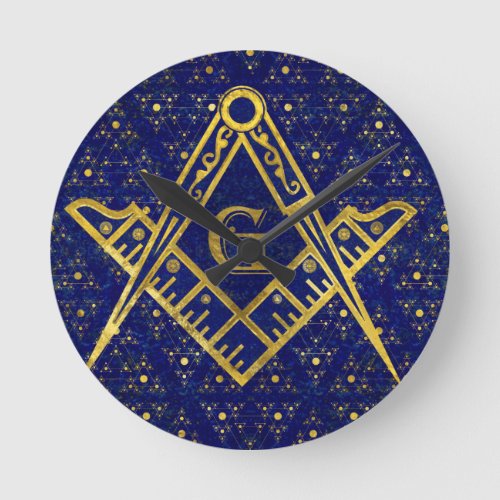 Freemasonry symbol Square and Compasses Round Clock