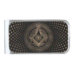 Freemasonry symbol Square and Compasses Silver Finish Money Clip