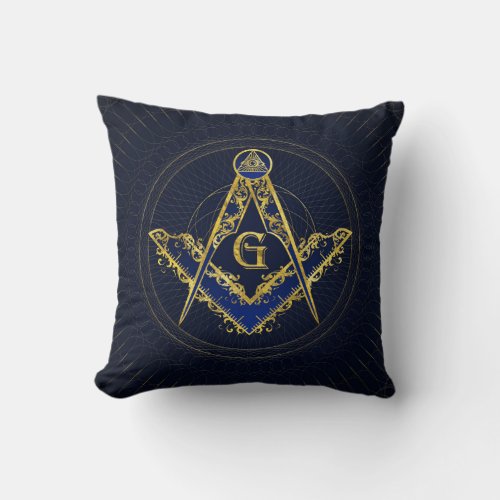 Freemasonry symbol Square and Compasses Throw Pillow