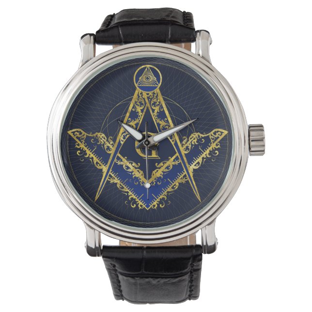 Freemasonry symbol Square and Compasses Watch (Front)