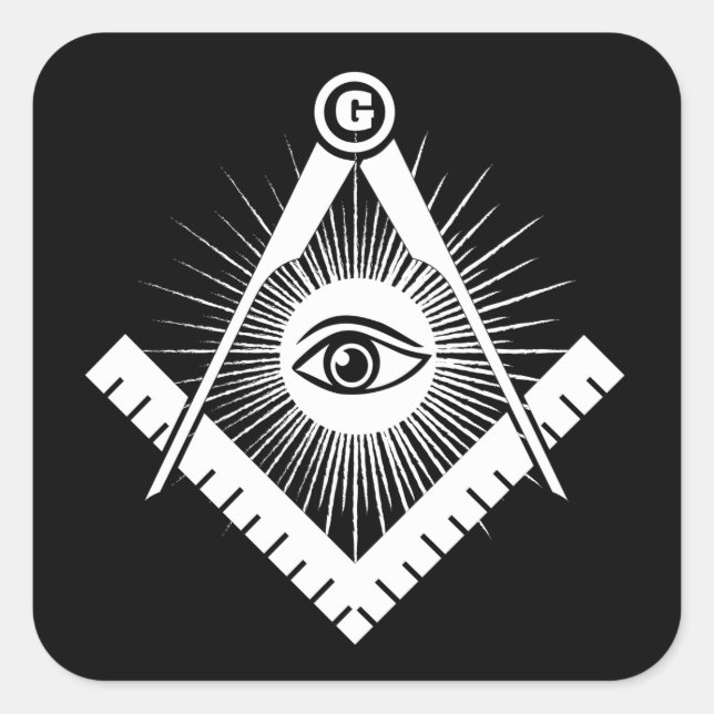 Freemasonry symbol square sticker (Front)