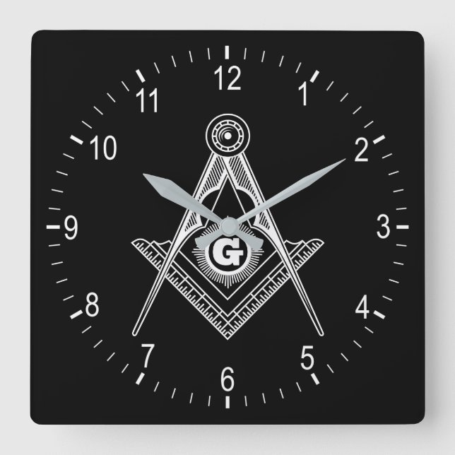 Freemasonry symbol square wall clock (Front)