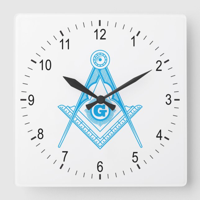 Freemasonry symbol square wall clock (Front)