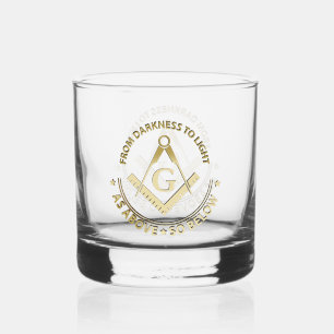 Freemasonry symbol whiskey glass