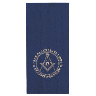 Freemasonry symbol wood flash drive