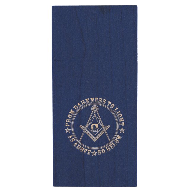 Freemasonry symbol wood flash drive (Front Vertical)