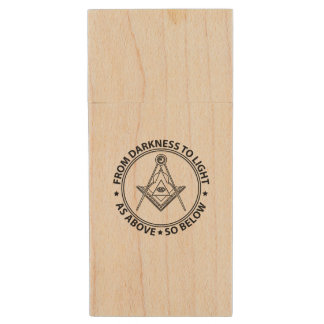 Freemasonry symbol wood flash drive