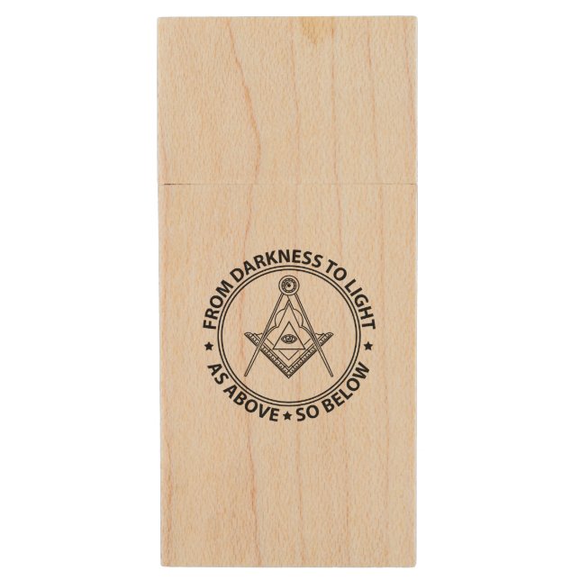 Freemasonry symbol wood flash drive (Front Vertical)