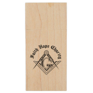 Freemasonry symbol wood USB flash drive