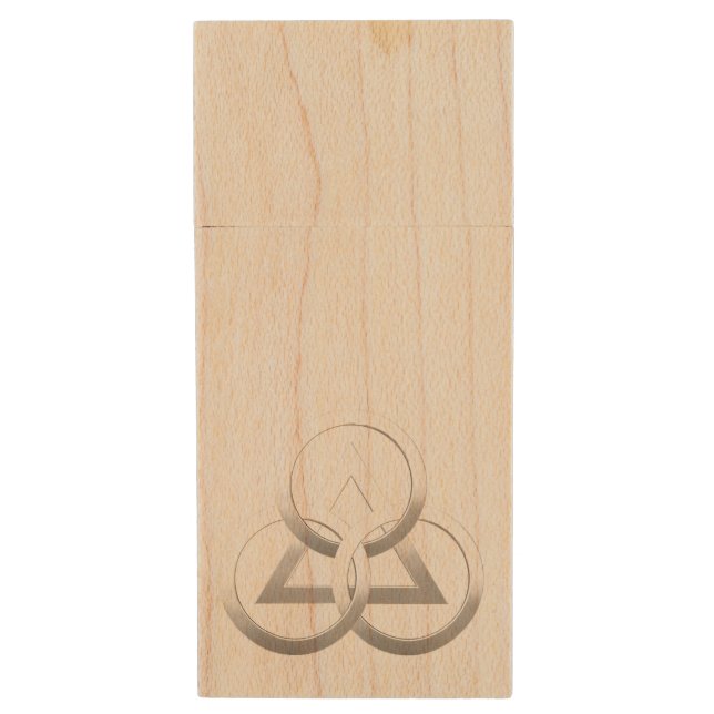 Freemasonry symbol wood USB flash drive (Front Vertical)