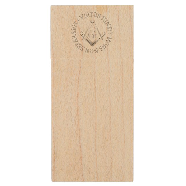 Freemasonry symbol wood USB flash drive (Front Vertical)