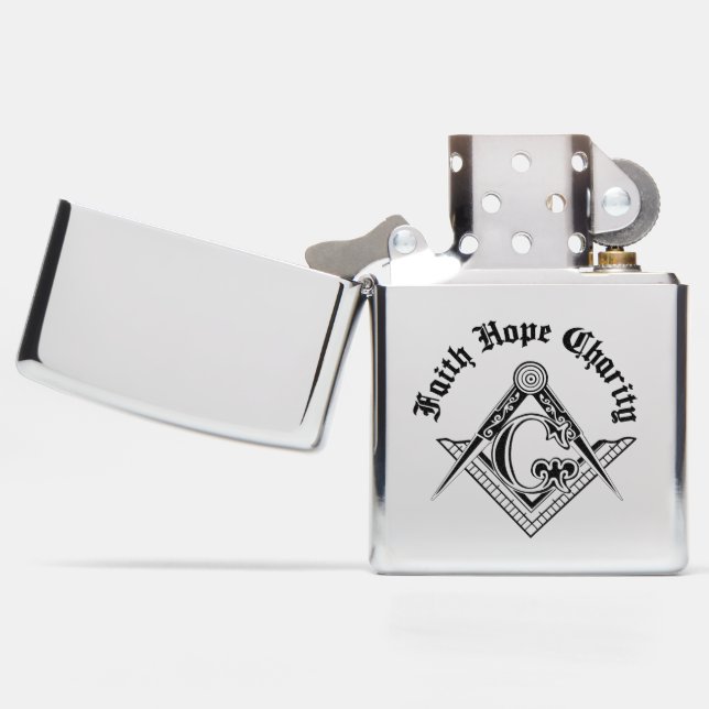 Freemasonry symbol zippo lighter (Opened)