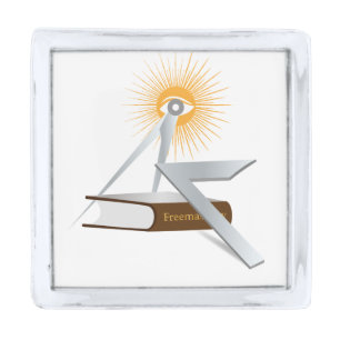 Freemasonry symbols silver finish lapel pin