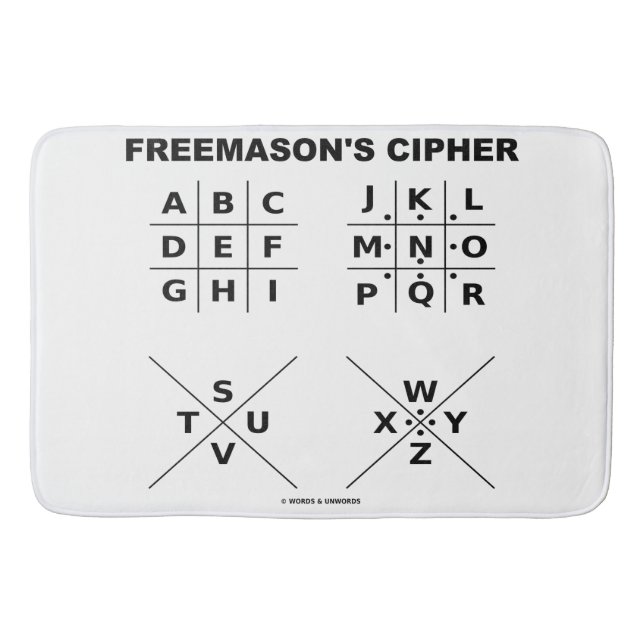 Freemason's Cipher Cryptography Deciphering Code Bath Mat (Front)