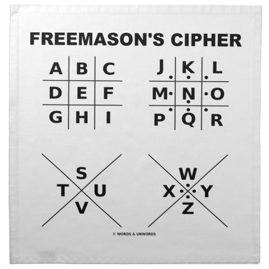 Freemason's Cipher (Cryptography) Napkin