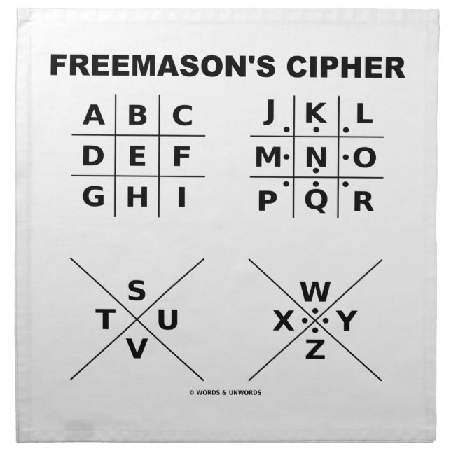 Freemason's Cipher (Cryptography) Napkin (Front)