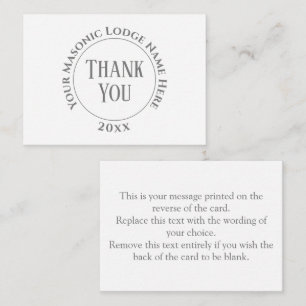 Freemasons Masonic Ladies Night Thank You Note Car