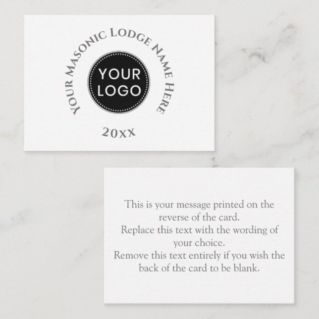 Freemasons Masonic Ladies Night Thank You Note Car Card (Front/Back)
