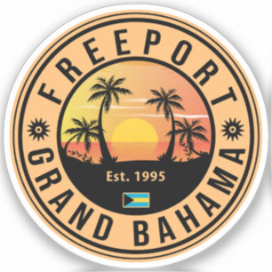 Freeport Bahamas Retro Sunset Souvenirs 60s Sticker