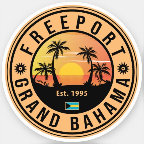 Freeport Bahamas Retro Sunset Souvenirs 60s Sticker