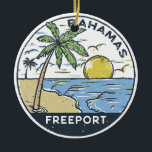 Freeport Bahamas Vintage Ceramic Ornament<br><div class="desc">Freeport vector art design. Freeport is the main city on Grand Bahama,  an island in the northwest Bahamas off the Florida coast.</div>