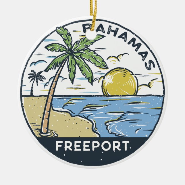 Freeport Bahamas Vintage Ceramic Ornament (Front)