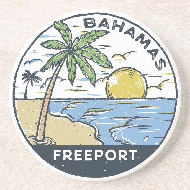 Freeport Bahamas Vintage Coaster (Front)