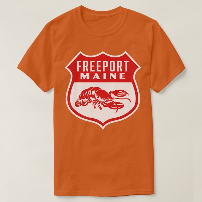 Freeport Maine Retro  Shield Red T-Shirt (Design Front)