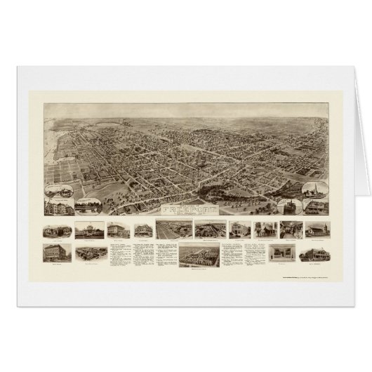 Freeport, NY Panoramic Map - 1909 Cards (Front Horizontal)