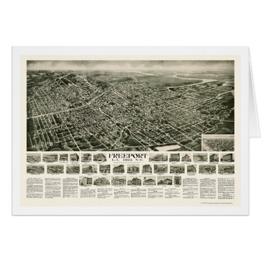 Freeport, NY Panoramic Map - 1925 Cards (Front Horizontal)