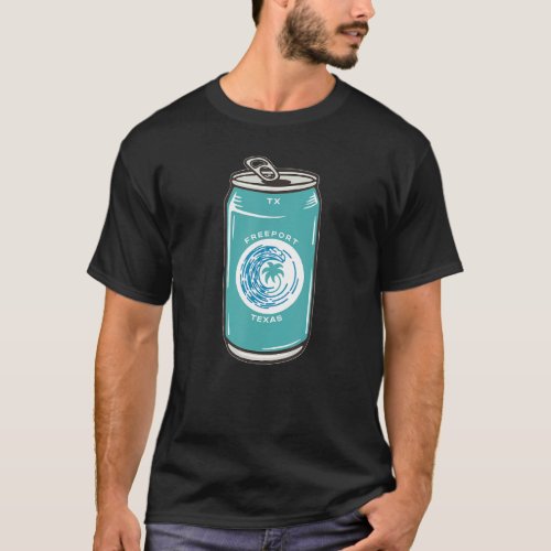 Freeport Texas Tx Beach Beer Soda Can Souvenir T_Shirt