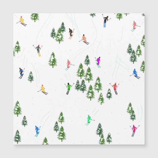 Freeride Alpine Skiers Skiing Illustration Party (Front)