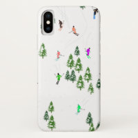 Freeride Alpine Skiers Skiing Illustration Party  