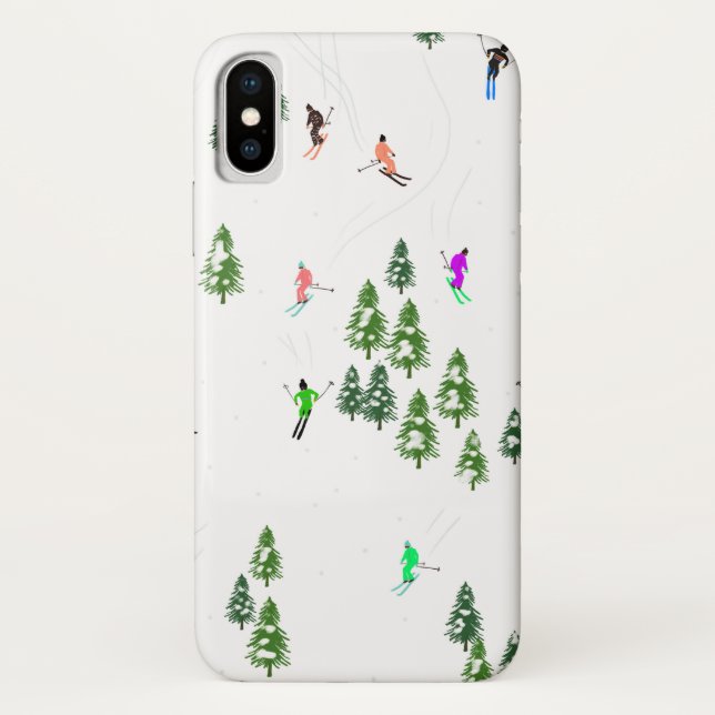 Freeride Alpine Skiers Skiing Illustration Party   Case-Mate iPhone Case (Back)