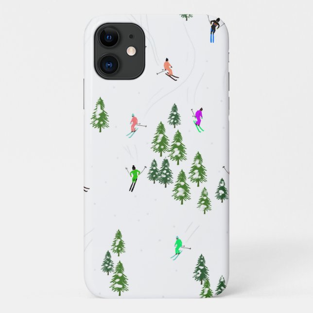 Freeride Alpine Skiers Skiing Illustration Party   Case-Mate iPhone Case (Back)