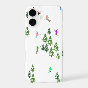 Freeride Alpine Skiers Skiing Illustration Party iPhone 17 Case