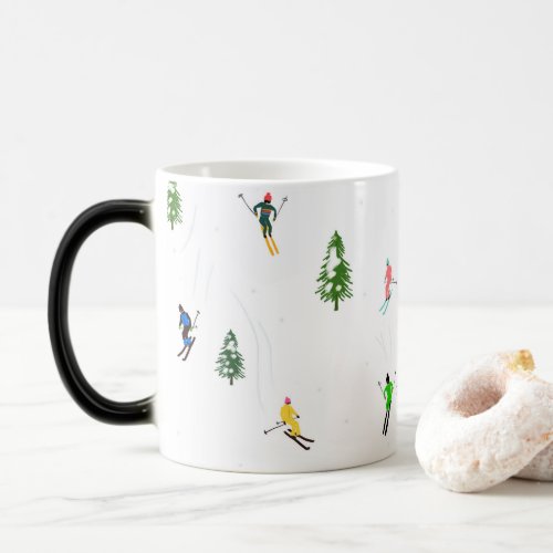 Freeride Alpine Skiers Skiing Illustration Party   Magic Mug