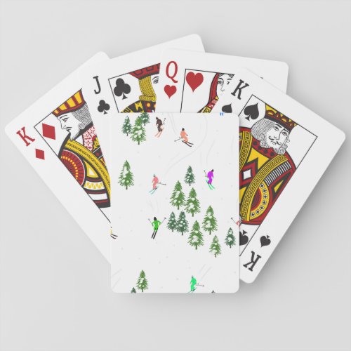 Freeride Alpine Skiers Skiing Illustration Party   Poker Cards