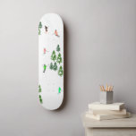 Freeride Alpine Skiers Skiing Illustration  Skateboard<br><div class="desc">Retro skiers skateboard. Cool winter themed skier pattern design with skiers skiing down alpine ski resort slopes among snow covered fir trees in alps. Freeride skiers are wearing colorful vintage retro ski suits, skiing downhill with skis on a white snowy mountain landscape background. Wonderful winter sport fun gift for a...</div>