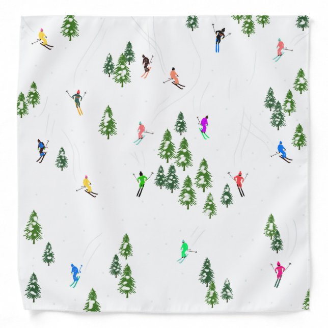 Freeride Alpine Skiers Skiing illustration Ski  Bandana (Front)
