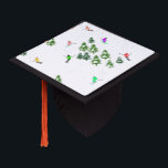 Freeride Alpine Skiers Skiing illustration Ski Graduation Cap Topper<br><div class="desc">Cool winter themed skier pattern design with skiers skiing down alpine ski resort slopes among snow covered fir trees in alps. Freeride skiers are wearing colorful vintage retro ski suits, skiing downhill with skis on a white snowy mountain landscape background. Wonderful winter sport fun gift for a skier in your...</div>