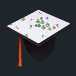 Freeride Alpine Skiers Skiing illustration Ski Graduation Cap Topper<br><div class="desc">Cool winter themed skier pattern design with skiers skiing down alpine ski resort slopes among snow covered fir trees in alps. Freeride skiers are wearing colorful vintage retro ski suits, skiing downhill with skis on a white snowy mountain landscape background. Wonderful winter sport fun gift for a skier in your...</div>