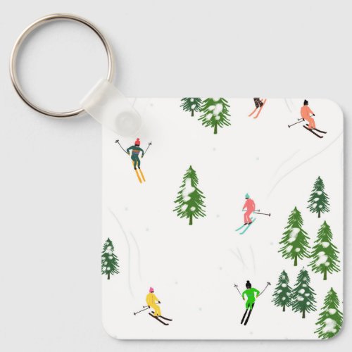 Freeride Alpine Skiers Skiing illustration Ski Keychain