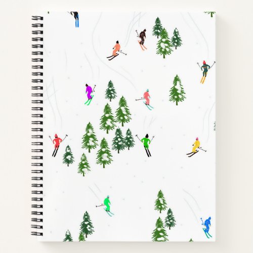Freeride Alpine Skiers Skiing Illustration Ski  Notebook