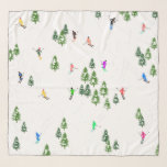 Freeride Alpine Skiers Skiing illustration Ski  Scarf<br><div class="desc">Cool winter themed skier pattern design with skiers skiing down alpine ski resort slopes among snow covered fir trees in alps. Freeride skiers are wearing colorful vintage retro ski suits, skiing downhill with skis on a white snowy mountain landscape background. Wonderful winter sport fun gift for a skier in your...</div>