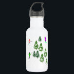 Freeride Alpine Skiers Skiing illustration Ski  Stainless Steel Water Bottle<br><div class="desc">Cool winter themed skier pattern design with skiers skiing down alpine ski resort slopes among snow covered fir trees in alps. Freeride skiers are wearing colorful vintage retro ski suits, skiing downhill with skis on a white snowy mountain landscape background. Wonderful winter sport fun gift for a skier in your...</div>